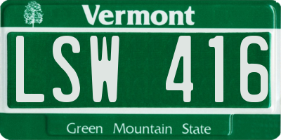 VT license plate LSW416
