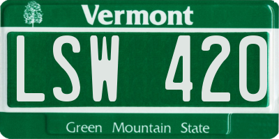 VT license plate LSW420