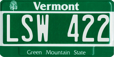 VT license plate LSW422