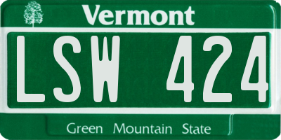 VT license plate LSW424