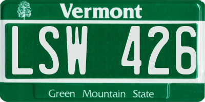 VT license plate LSW426