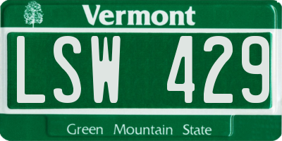 VT license plate LSW429