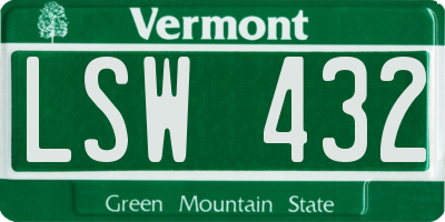 VT license plate LSW432