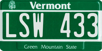 VT license plate LSW433