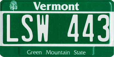 VT license plate LSW443