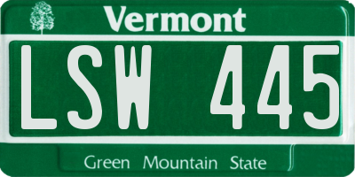 VT license plate LSW445