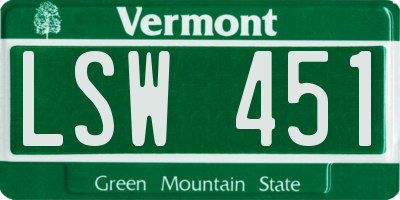 VT license plate LSW451