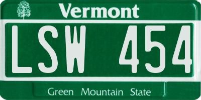 VT license plate LSW454