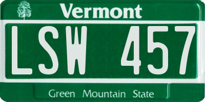 VT license plate LSW457