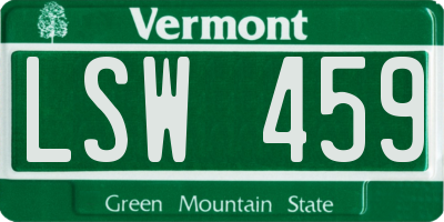 VT license plate LSW459