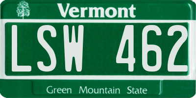 VT license plate LSW462