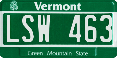 VT license plate LSW463