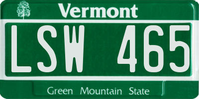 VT license plate LSW465