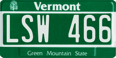 VT license plate LSW466