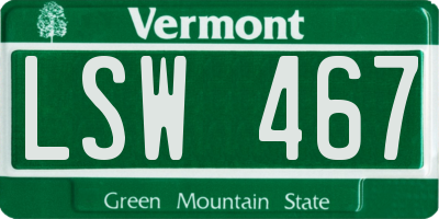 VT license plate LSW467