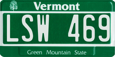 VT license plate LSW469