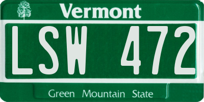 VT license plate LSW472