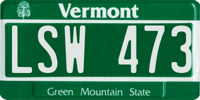 VT license plate LSW473