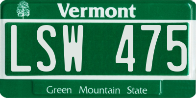 VT license plate LSW475