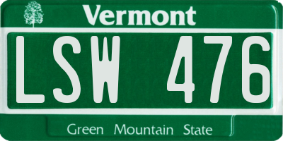 VT license plate LSW476