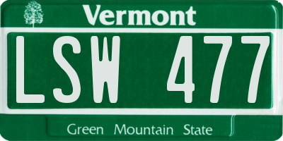 VT license plate LSW477