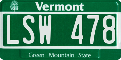 VT license plate LSW478