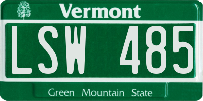 VT license plate LSW485