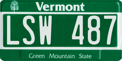 VT license plate LSW487