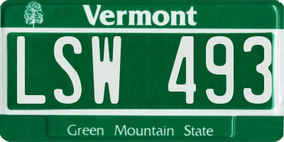 VT license plate LSW493