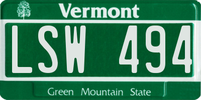 VT license plate LSW494