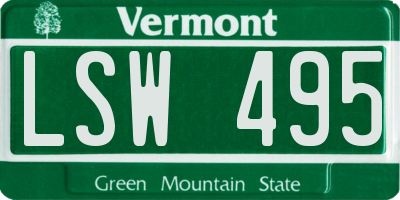 VT license plate LSW495