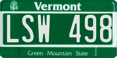 VT license plate LSW498