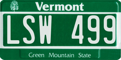 VT license plate LSW499