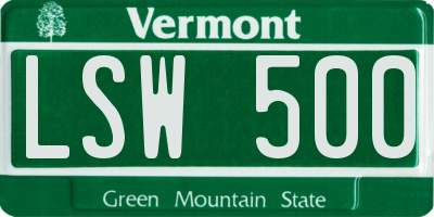 VT license plate LSW500