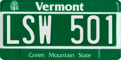 VT license plate LSW501