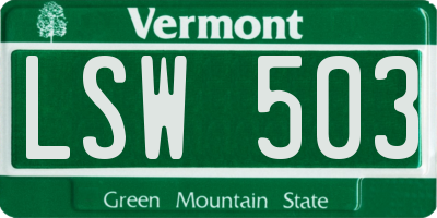 VT license plate LSW503