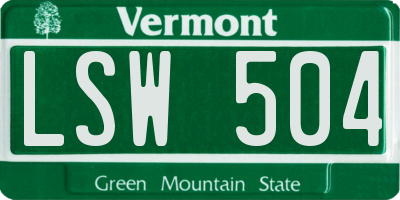 VT license plate LSW504