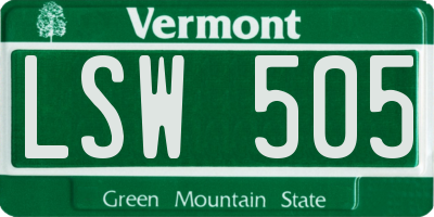 VT license plate LSW505