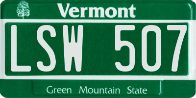 VT license plate LSW507
