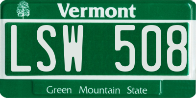 VT license plate LSW508