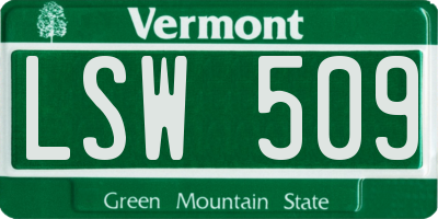 VT license plate LSW509
