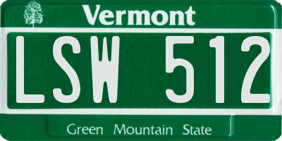VT license plate LSW512