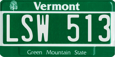VT license plate LSW513