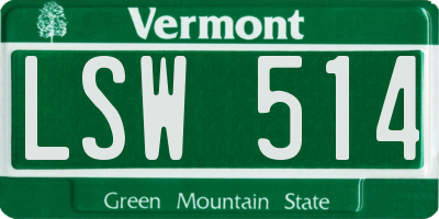 VT license plate LSW514