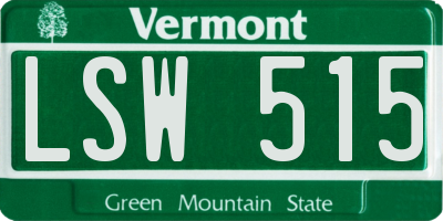 VT license plate LSW515