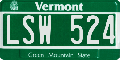 VT license plate LSW524