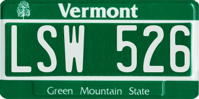 VT license plate LSW526