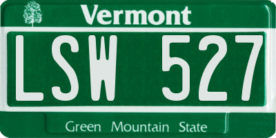 VT license plate LSW527