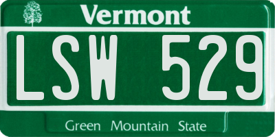 VT license plate LSW529