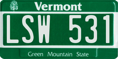 VT license plate LSW531